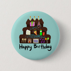 Nerdy Birthday Neural Network 6 Cm Round Badge