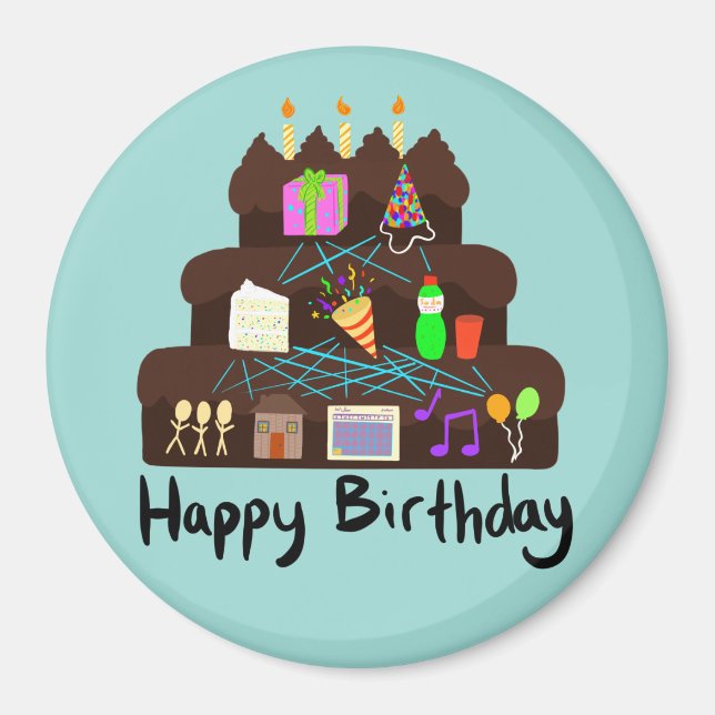 Nerdy Birthday Neural Network Magnet (Front)