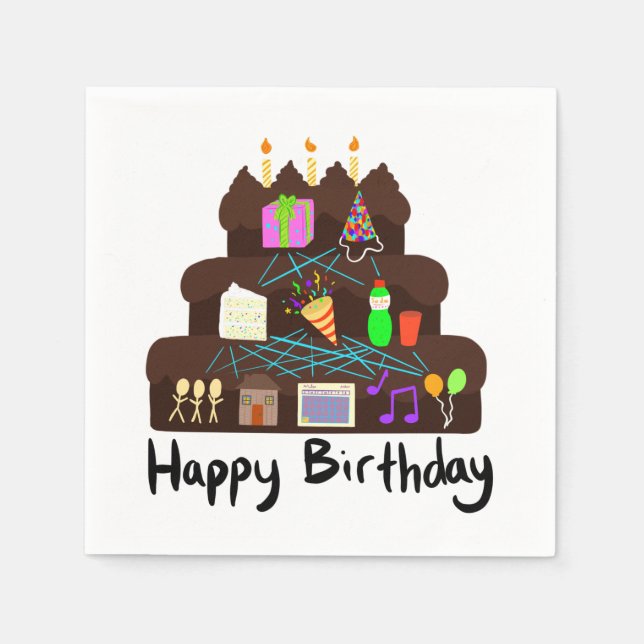 Nerdy Birthday Neural Network Napkin (Front)