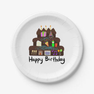 Nerdy Birthday Neural Network Paper Plate
