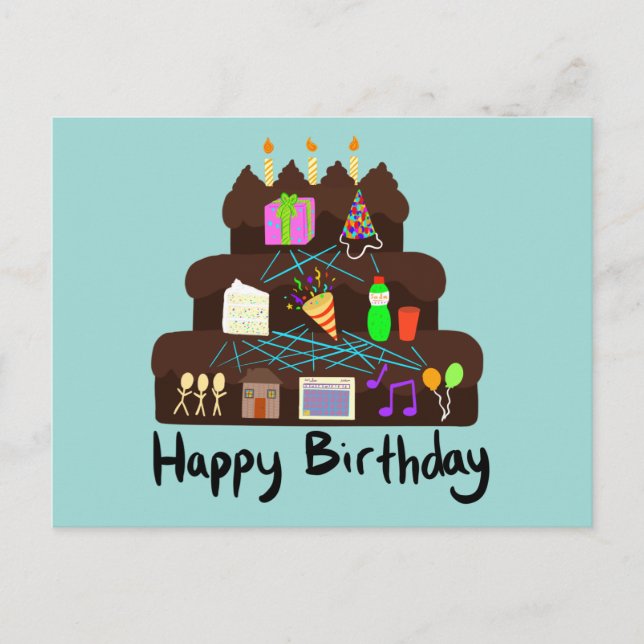 Nerdy Birthday Neural Network Postcard (Front)