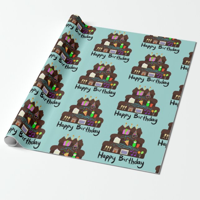 Nerdy Birthday Neural Network Wrapping Paper (Unrolled)