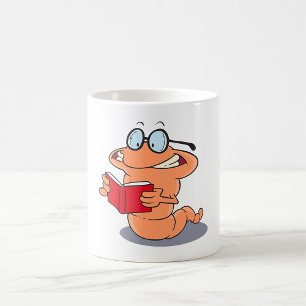 Nerdy Bookworm Reading A Book Coffee Mug