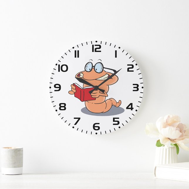 Nerdy Bookworm Reading A Book Large Clock (Creator Uploaded)