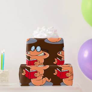 Nerdy Bookworm Reading A Book Wrapping Paper