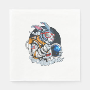 Nerdy Bunny Astronaut in Space, Explorer Spaceman Napkin