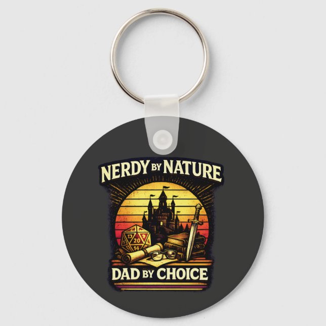 Nerdy By Nature Dad By Choice RPG Tabletop Gaming Key Ring (Front)
