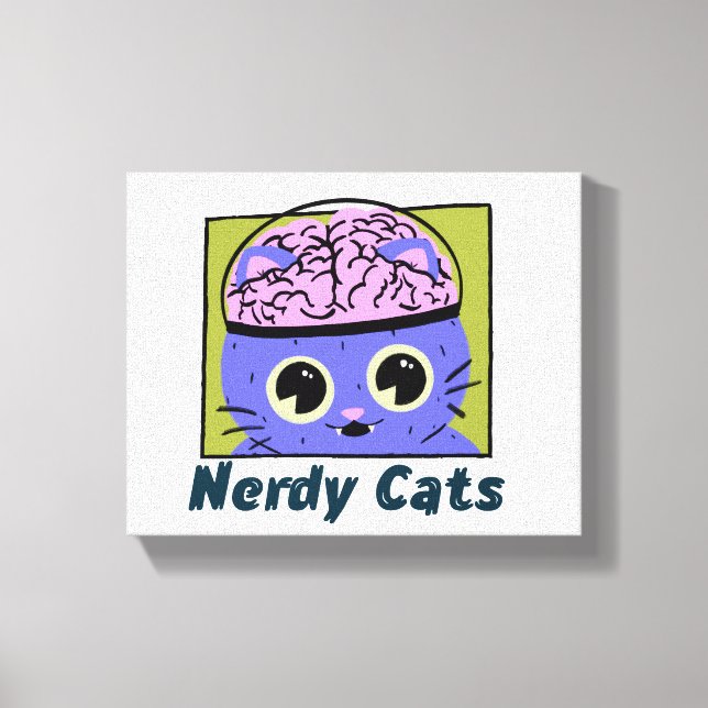 Nerdy Cats, Brain Design Canvas Print (Front)