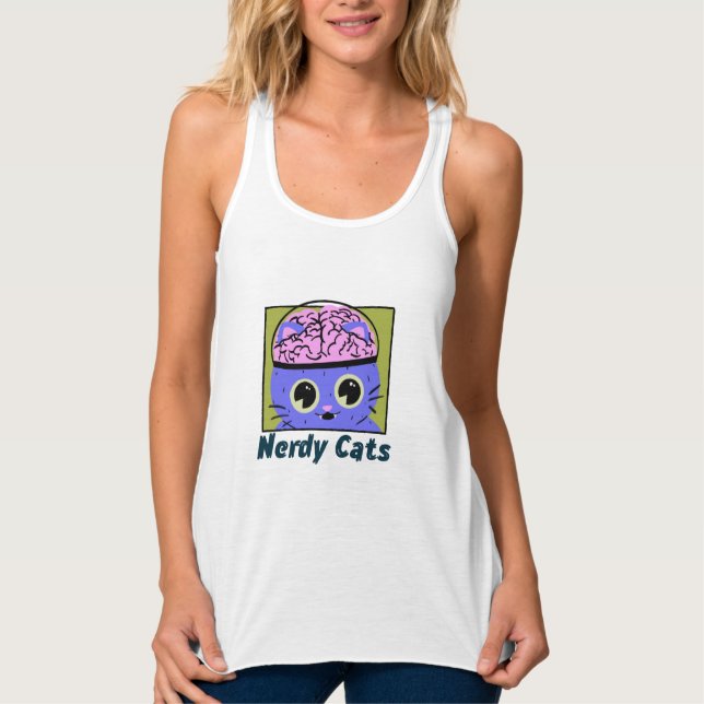 Nerdy Cats, Brain Design Singlet (Front)