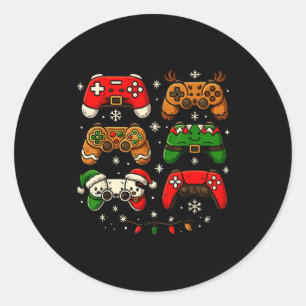 Nerdy Christmas Shirt For Boys Men, Xmas Gaming Co Classic Round Sticker