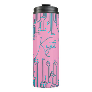  Nerdy Computer Chip Pink Feminine Name Thermal Tumbler