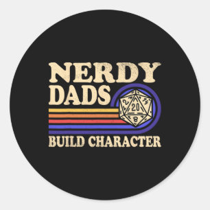 Nerdy Dad Rpg Gaming D20 Tabletop Games Funny Rpg Classic Round Sticker