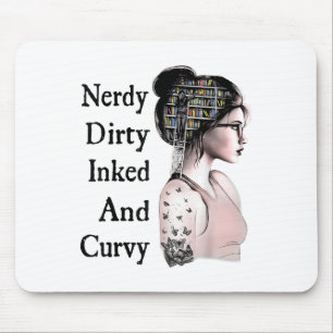 Nerdy Dirty Inked & Curvy Reading Lovers Tatto Mouse Pad