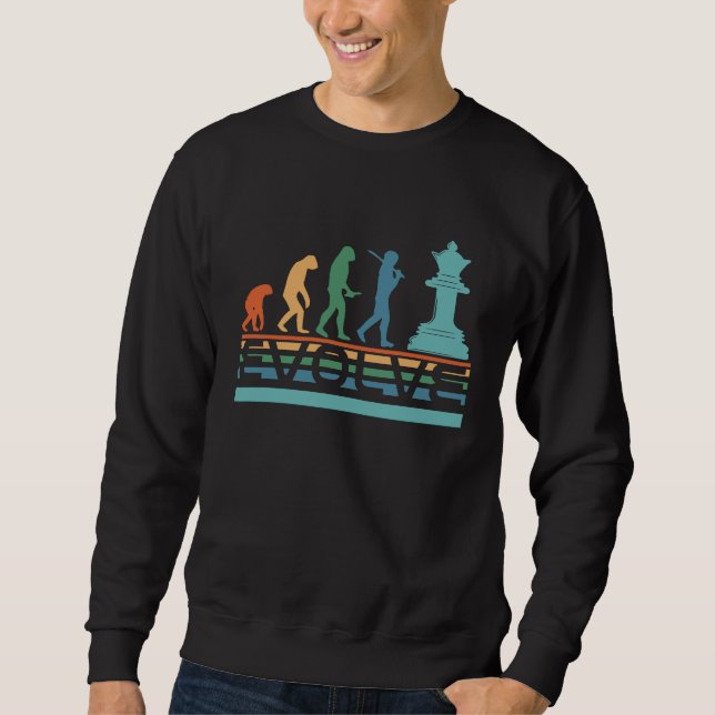Nerdy Evolve Queen Chess Player Strategy Board Gam Sweatshirt (Front)