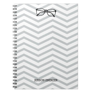 Nerdy Eyeglass Reading Chevron Masculine Spiral Notebook