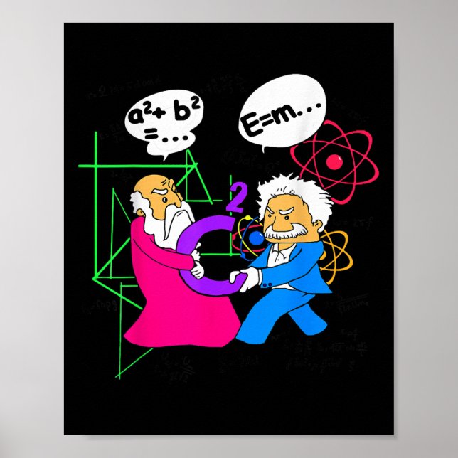 Nerdy Funny Pythagoras Fighting Over C Squared Mat Poster (Front)