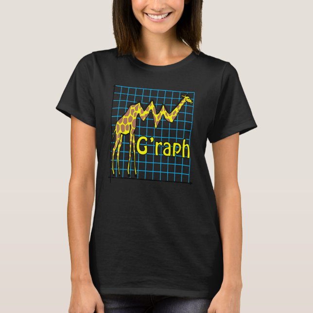 Nerdy Giraffe Graph Pun Geometry Math Teacher T-Shirt (Front)