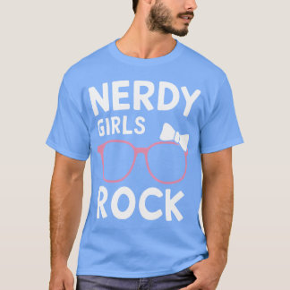 Nerdy Girls Rock Pink Glasses Bow friends T-Shirt