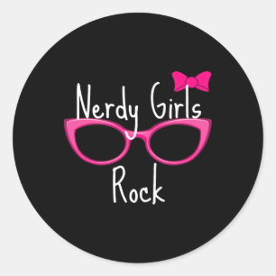 Nerdy Girls Rock T Shirt Gamer Geek Chic Fun Cute Classic Round Sticker