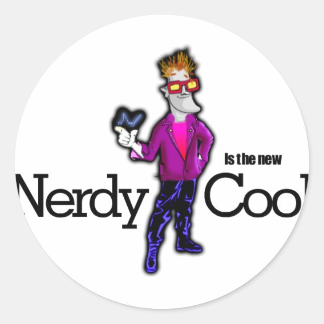Nerdy is the new cool classic round sticker (Front)