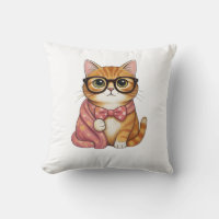 Nerdy Orange Cat Bow Tie Tee