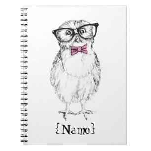 Nerdy Owlet small and smart ink drawing Notebook