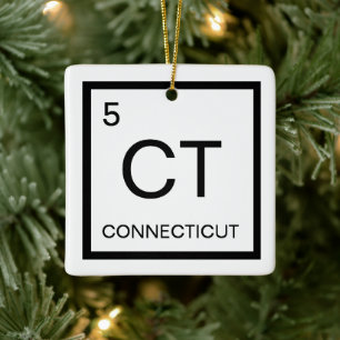Nerdy Periodic Table Element of Connecticut Ceramic Ornament