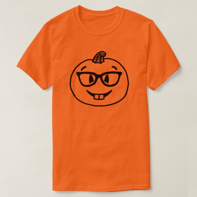 Nerdy Pumpkin Emoji Shirt Nerd Halloween Emoji (Design Front)