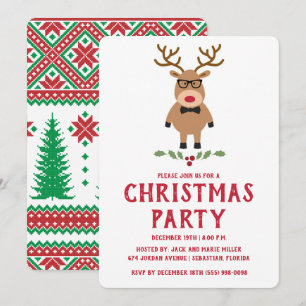 Nerdy Reindeer Christmas Party Invitation