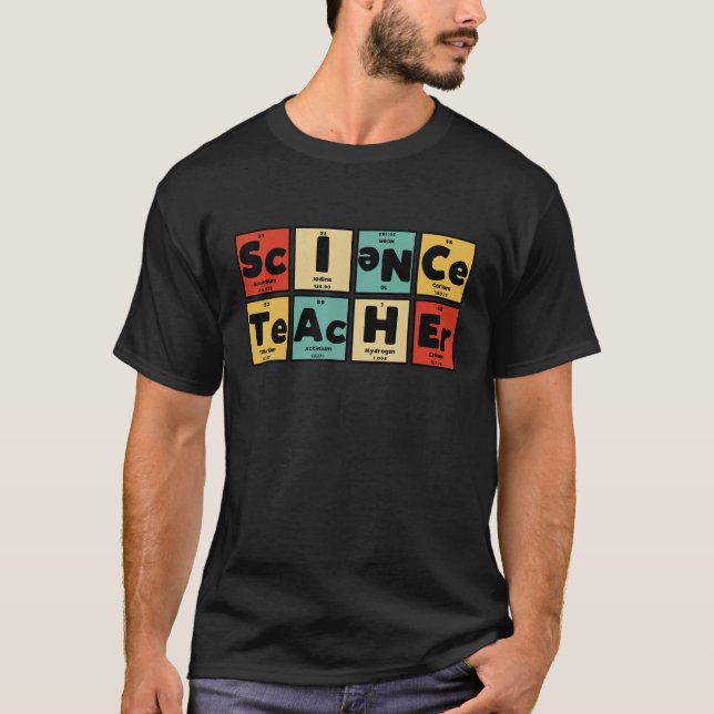 Nerdy Science Teacher Periodic Table Elements T-Shirt (Front)