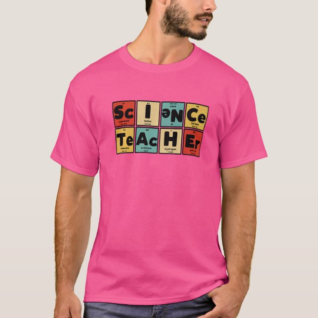 Nerdy Science Teacher Periodic Table Elements T-Shirt (Front)