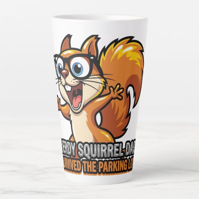 Nerdy Squirrel Dad Parking Lot Shirt Latte Mug (Front)
