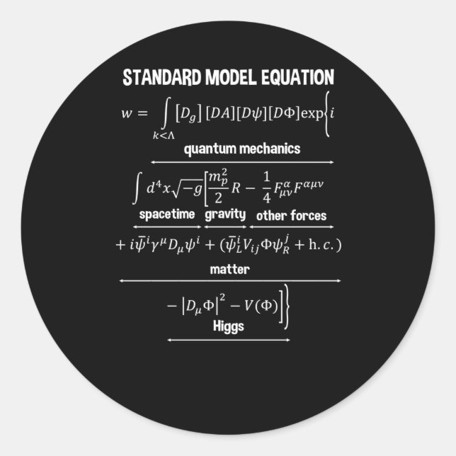 Nerdy Standard Model Equation – Gift For Physics1  Classic Round Sticker (Front)