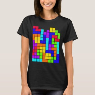 Nerdy Tetrominoes Block Puzzle Video Game Math Tea T-Shirt