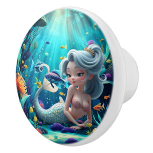 Nerina – The Gentle Mermaid of Coral Dreams. Ceramic Knob
