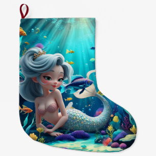 Nerina – The Gentle Mermaid of Coral Dreams. Large Christmas Stocking