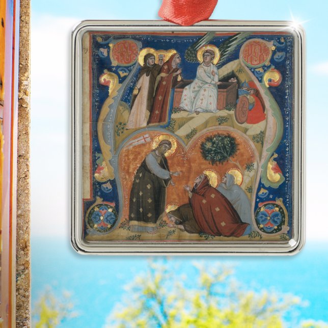 Nerius Manuscript Illumination Italian Art Easter Metal Tree Decoration (An ornament for Easter with Italian art from a Nerius illuminated manuscript)