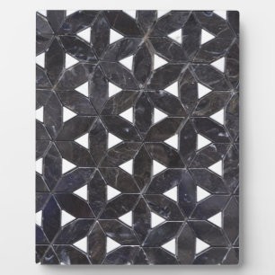 Nero Marquina Geometric Lattice Mosaic Plaque