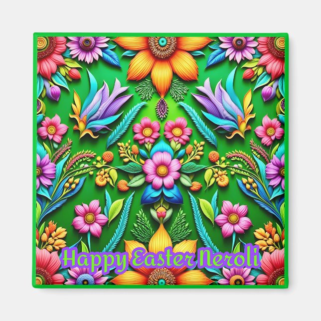 NEROLI ~ Happy Easter ~ Floral Greeting ~  Magnet (Front)