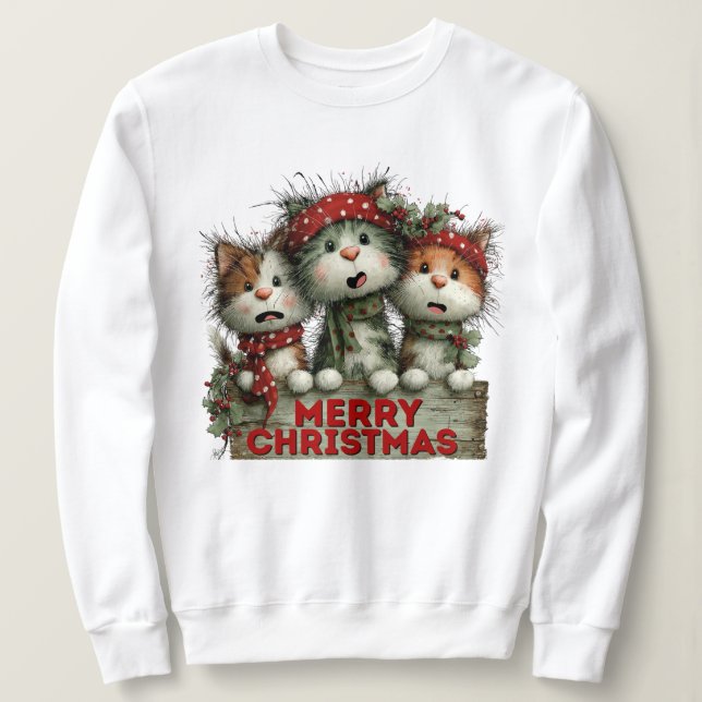 Nerry Christmas Cats Sweatshirt (Design Front)