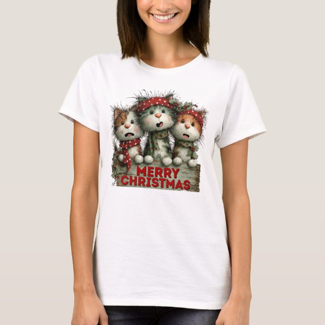 Nerry Christmas Cats T-Shirt (Front)