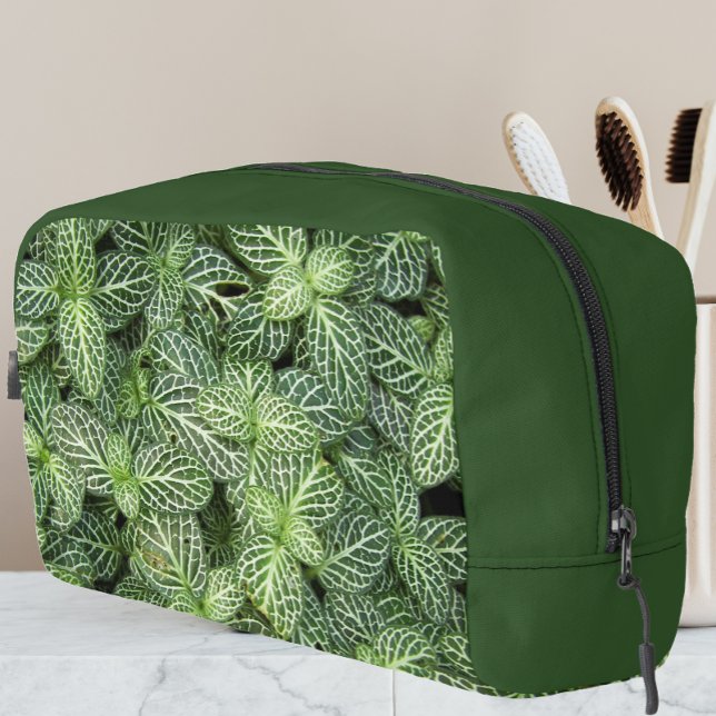 Nerve Plant Leaves Floral Pattern on Green Dopp Kit (In Situ)