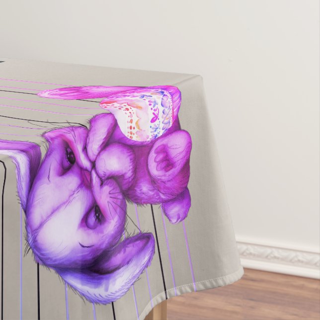 Nervous Bunny Police Lineup Tablecloth (In Situ)