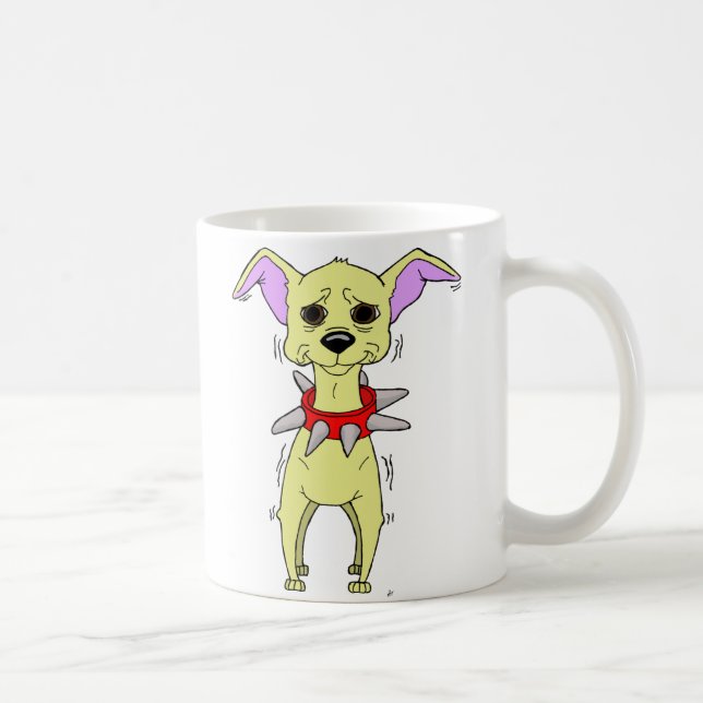 Nervous Chihuahua Cartoon Coffee Mug (Right)