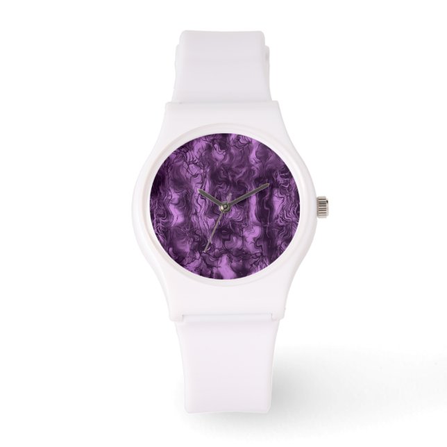 Nervous Energy Grungy Abstract Art Amethyst Orchid Watch (Front)