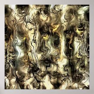 Nervous Energy Grungy Abstract Art In Yellow and G Poster