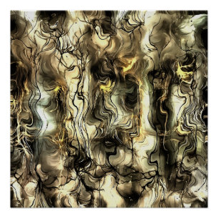 Nervous Energy Grungy Abstract Art In Yellow and G Poster