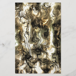 Nervous Energy Grungy Abstract Art In Yellow and G Stationery