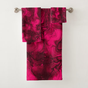 Nervous Energy Grungy Abstract Art Raspberry Rust. Bath Towel Set