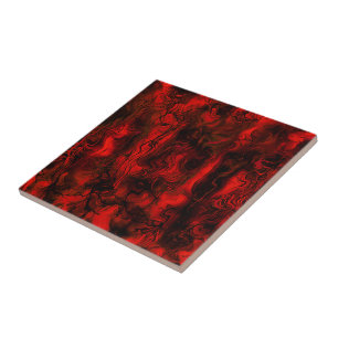 Nervous Energy Grungy Abstract Art Red And Black. Tile